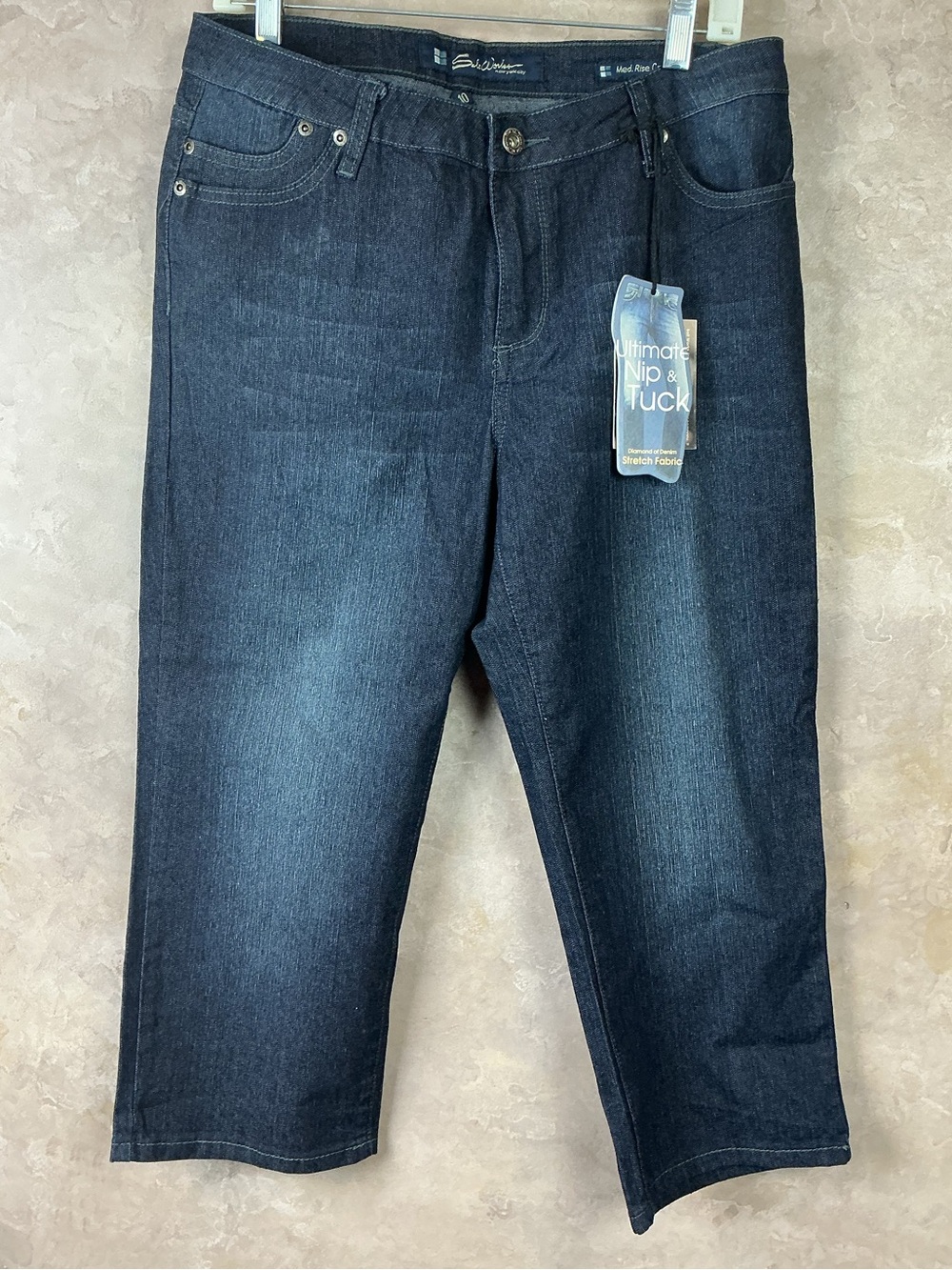 Salt Works Medium Rise Dark Blue Denim Crop Jeans Women Sz 10 NWT